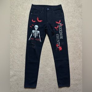 Halloween black denim mom jeans